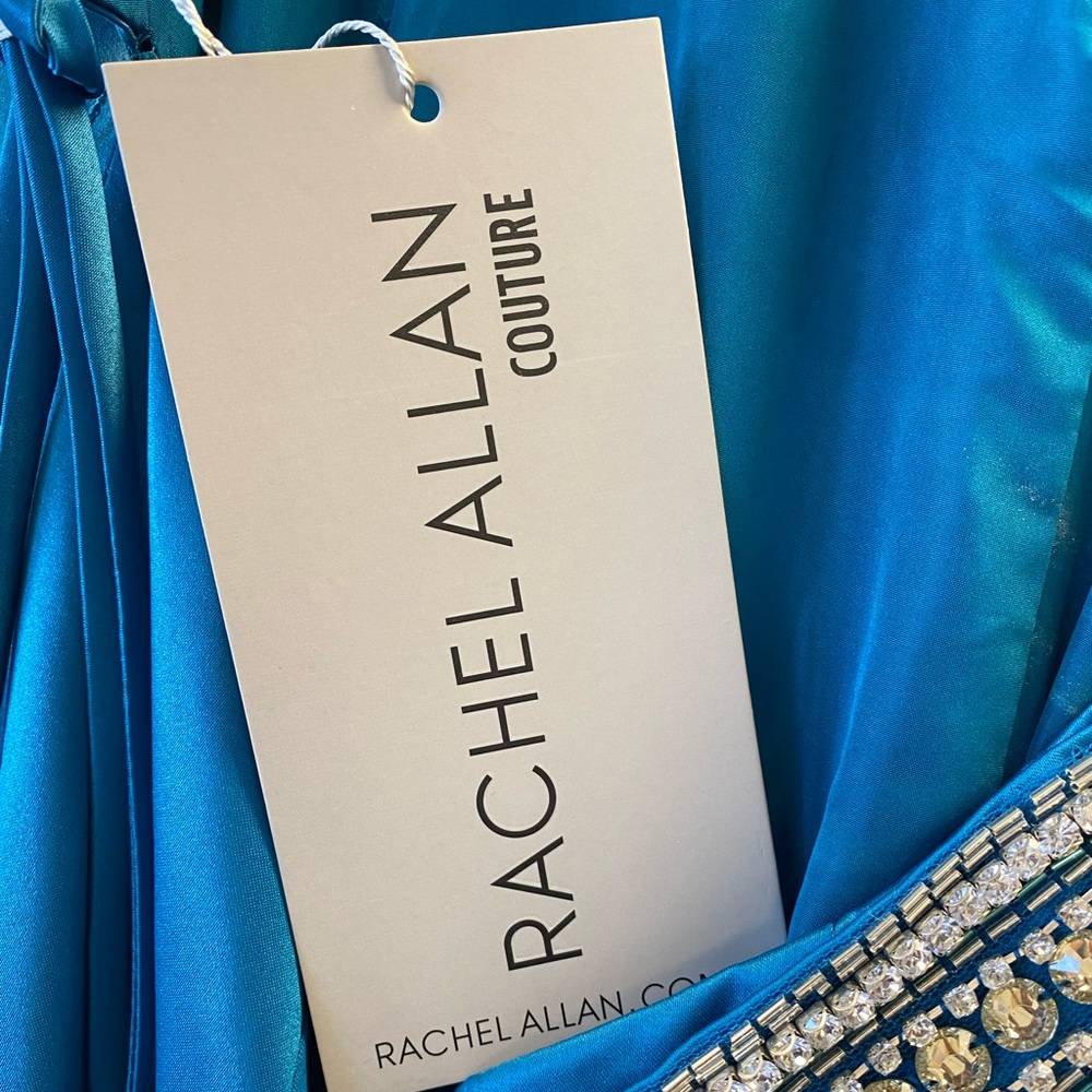 Rachel Allan Teal Strapless Mermaid Gown - Picture 3 of 9